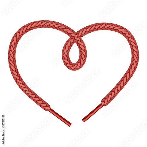 Red Shoelace on White Background. Symbol of Heart.