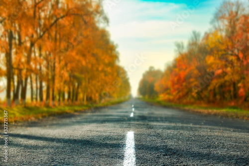 beautiful autumn road for travel