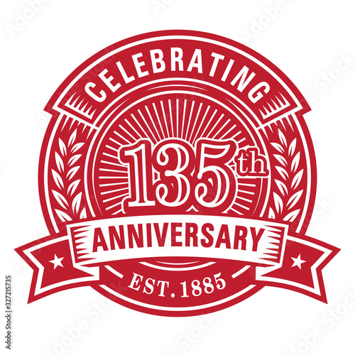 135 years of celebrations design template. 135th anniversary logo. Vector and illustrations. photo