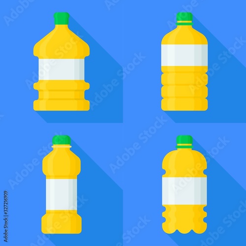 bottles related cooking oil or kitchen use bottles with labels vectors illustration in flat design,