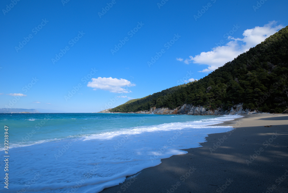  Skopelos island , the beach of Kastani Greece.