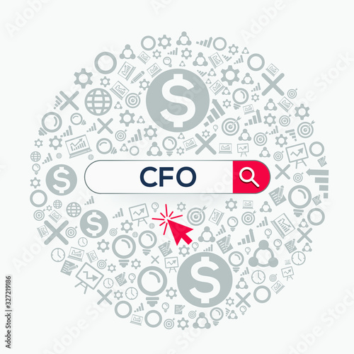 CFO mean (chief financial officer) Word written in search bar ,Vector illustration.