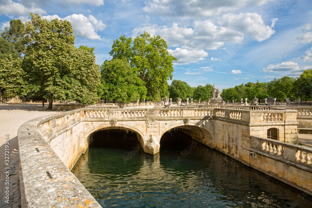The Jardins de la Fontaine in Nîmes, pond and classical garden