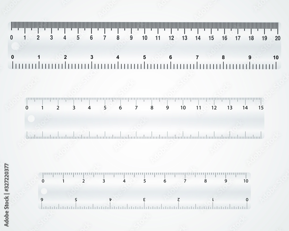 Measuring rulers scale vector illustration isolated on white background. Realistic design of colorful tool supplies. Measuring scale in centimeters, millimeters and inch Measuring rulers scale vector illustration isolated on white background. Realistic design of colorful tool supplies. Measuring scale in centimeters, millimeters and inch