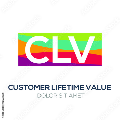 Creative colorful logo , CLV mean (customer lifetime value) .