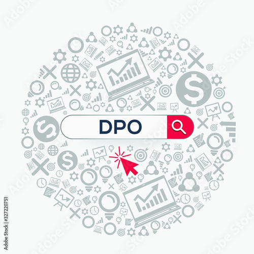 DPO mean (days payable outstanding) Word written in search bar ,Vector illustration.