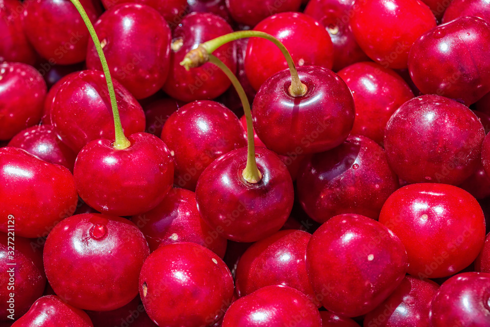 Cherry. Fresh ripe juicy organic berries, macro. Fruit background Cherry. Fresh ripe juicy organic berries, macro. Fruit background