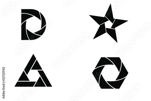 Photography aperture set of  vector icons