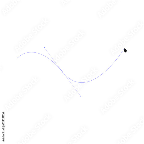 simple elements drawing in adobe illustrator on white background. imitation of drawing or disigning or creating illustration on start of the work. curve shape