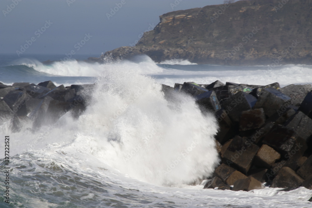 Wave breaking in the shore of San Sebastian