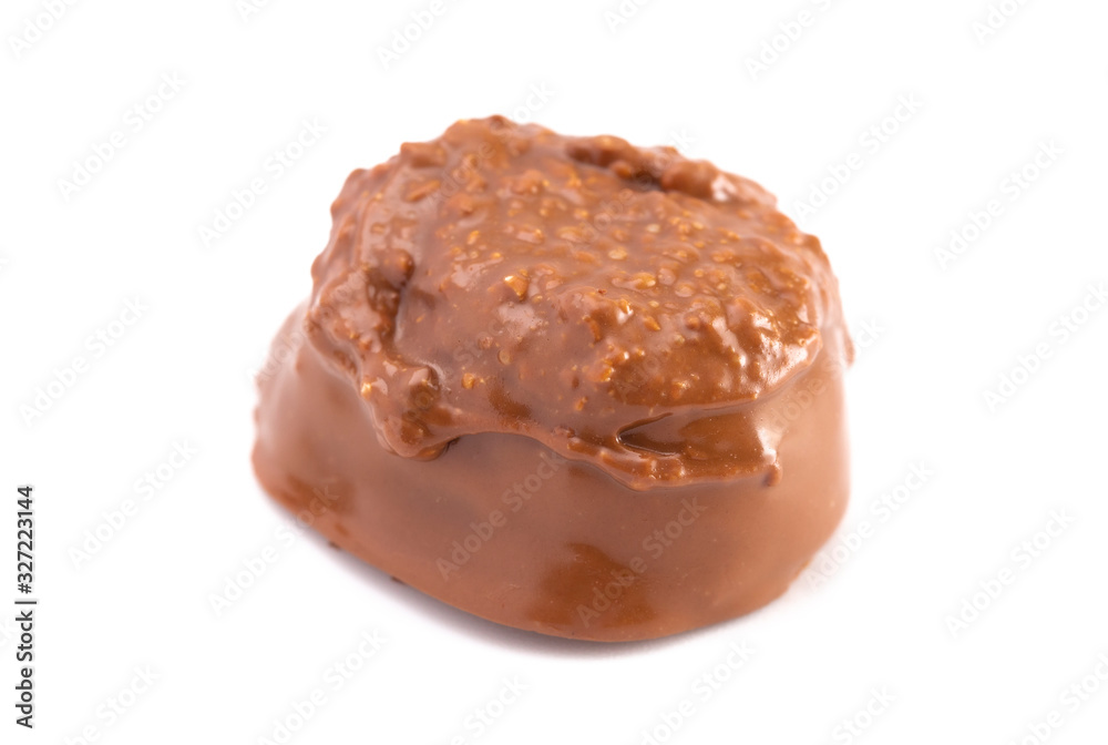 Single Chocolate Truffle Isolated on a White Background