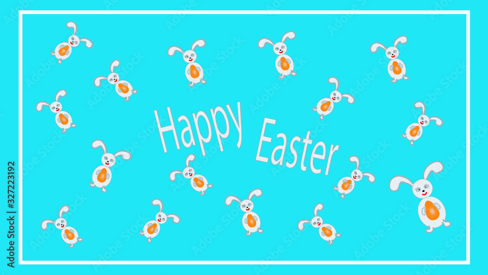 Easter eggs. Happy easter illustration. Hares on Easter background. Easter background. Easter symbol. Easter card. Easter greetings. Happy easter. Copyspace