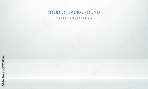 White studio background. Empty space, mock up. Vector 3D backdrop