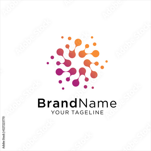 Modern Abstract Circle Technology logo template,Advanced analysis data base Logo symbol. Development of artificial intelligence sign. Abstract innovative high tech logo template. Colorful round