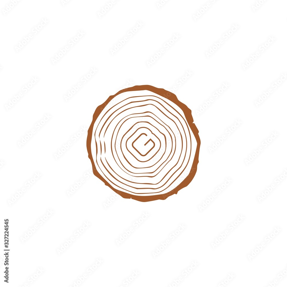 Fototapeta premium Wood logo with letter G shape illustration 