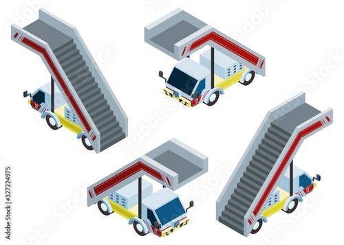 isometric truck gangway. stairs to the plane