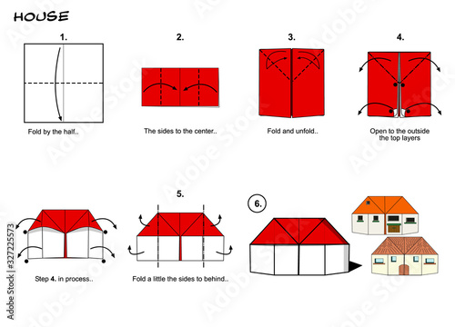 Origami house diagrams steps paperfolding art photo