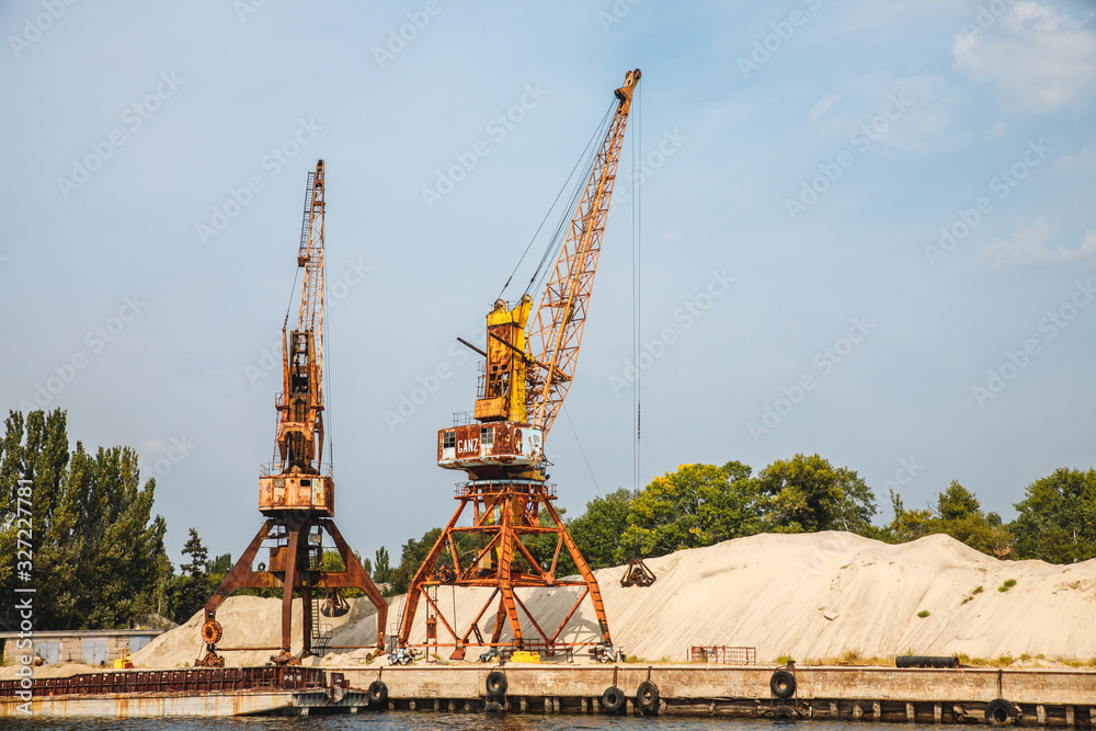 mining crane on construction site - stock photo mining crane on construction site - stock photo