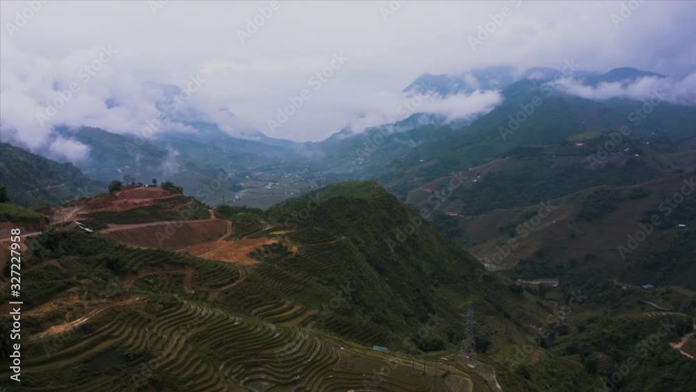 Sapa surrounded by Rice Terraces in the Northern mountains of Vietnam ...