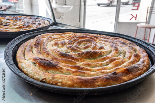 Traditional delicious Bosnian Burek in Sarajevo, BiH