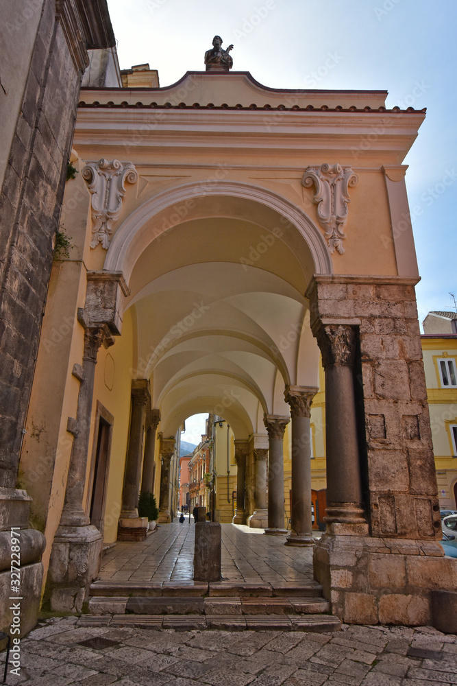 Sant'Agata de 'Goti, Italy, 02/29/2020. A narrow street between old houses of a medieval village.