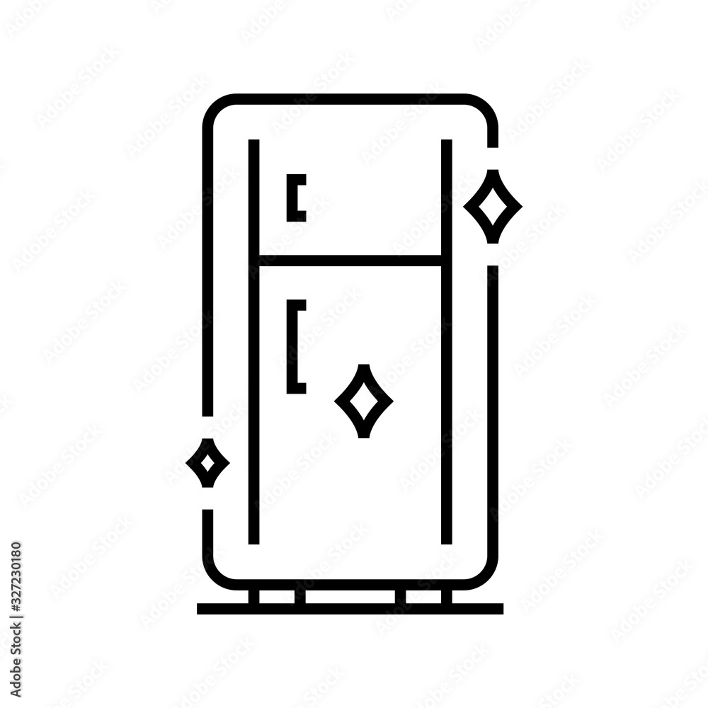 Refrigerator cleaning line icon, concept sign, outline vector illustration, linear symbol. Refrigerator cleaning line icon, concept sign, outline vector illustration, linear symbol.