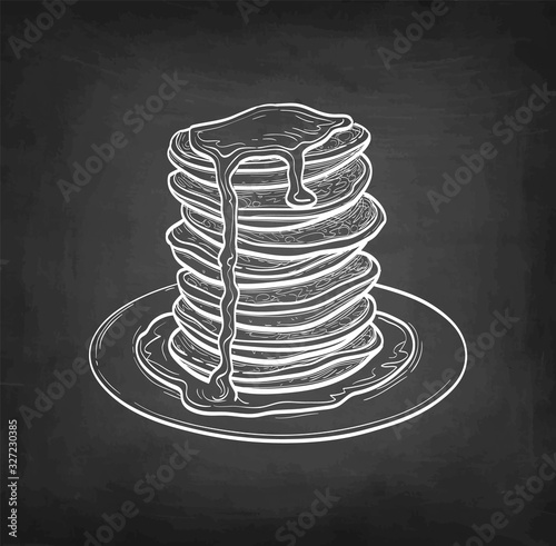 Chalk sketch of pancakes.