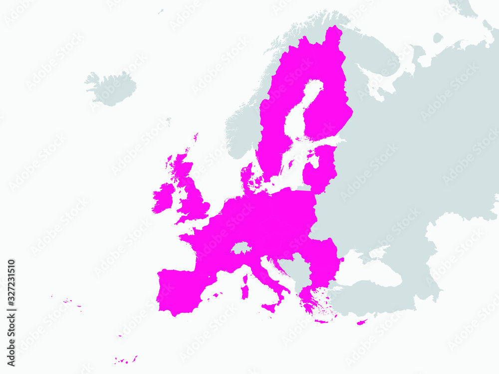 Pink Map of European Union on White Background Without Country Borders