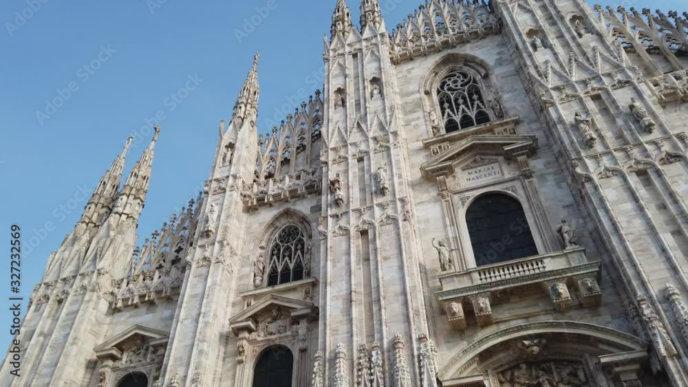Exterior, facade of the Milan Cathedral of the Duomo. Exterior, facade of the Milan Cathedral of the Duomo.