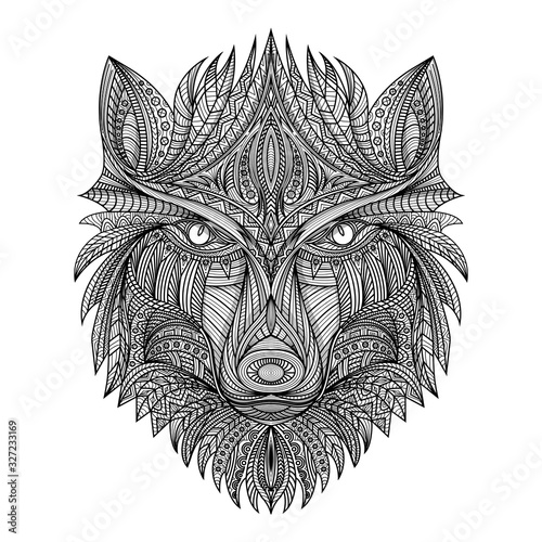 Fototapeta hand draw zentangle wolf vector illustration