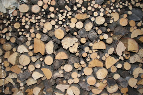 Pile of fire wood. Fire wood background textured picture natural fuel photo