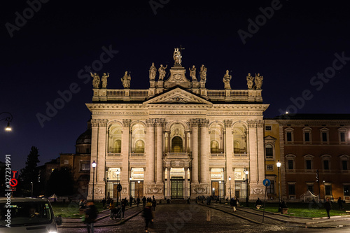 Street view of Saint John basilica of Rome