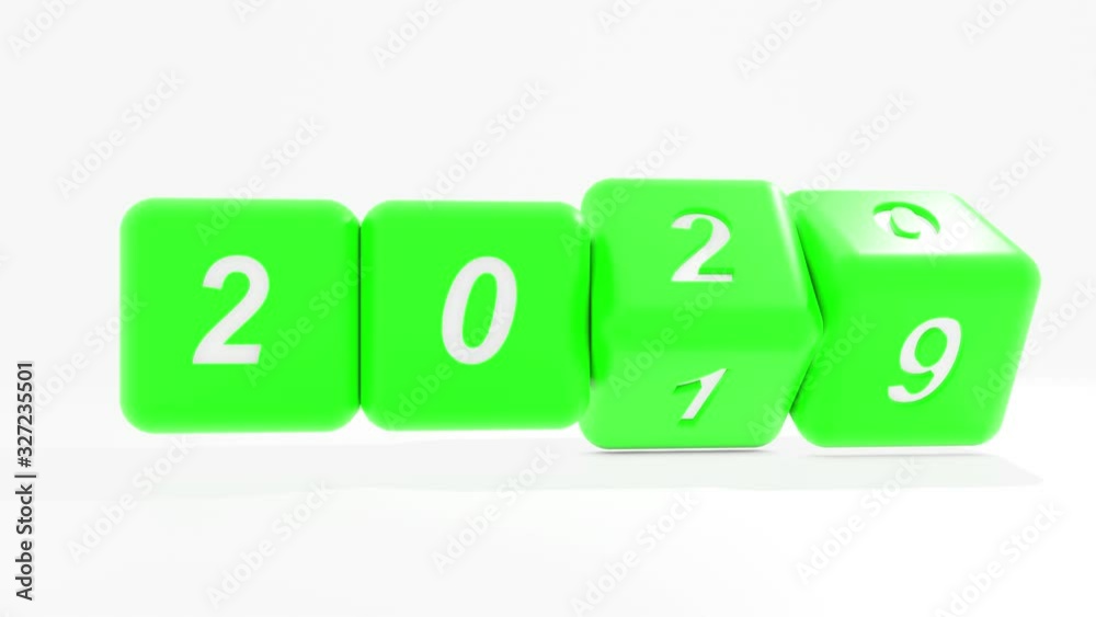 2021 green New year change, turn. 2021 start 2019 and 2020 end, dice isolated against white background. 2021 green New year change, turn. 2021 start 2019 and 2020 end, dice isolated against white background.