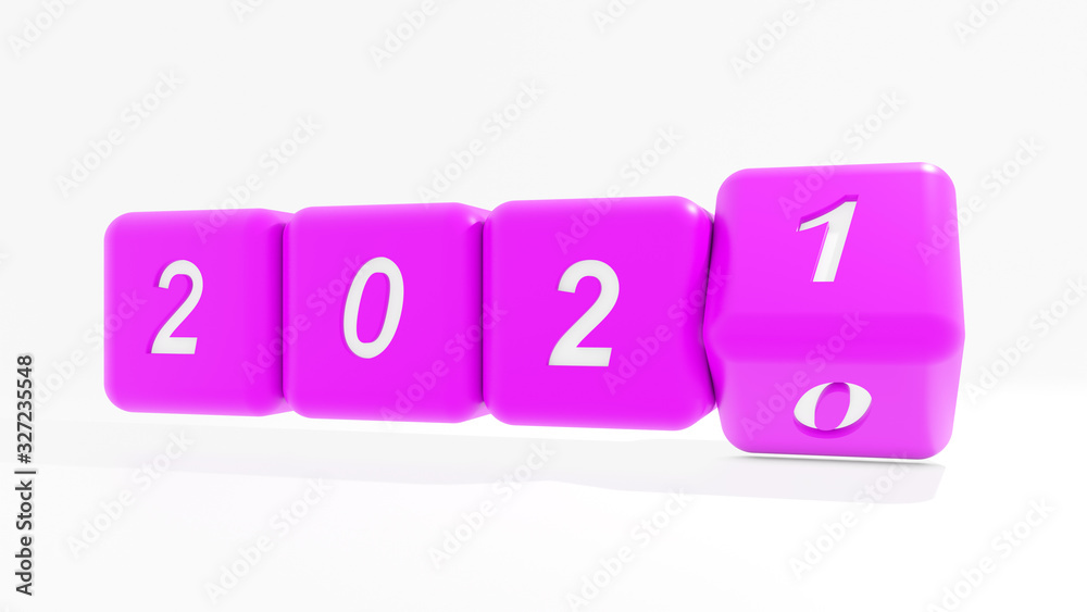 2021 New year change, turn. 2021 start 2010 end, dice isolated against white background. 3d illustration 2021 New year change, turn. 2021 start 2010 end, dice isolated against white background. 3d illustration