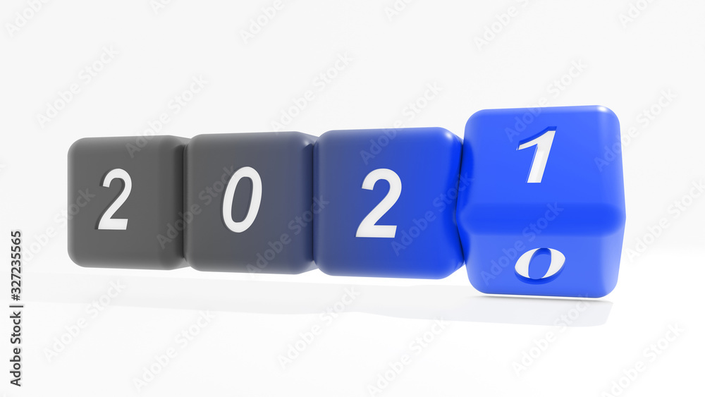 2021 New year change, turn. 2021 start 2010 end, dice isolated against white background. 3d illustration 2021 New year change, turn. 2021 start 2010 end, dice isolated against white background. 3d illustration