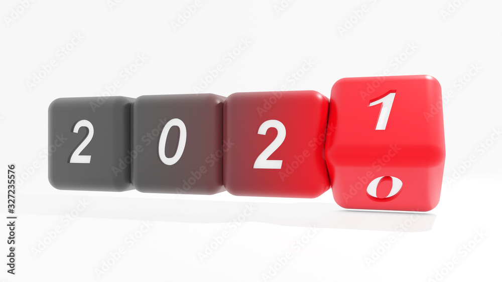 2021 New year change, turn. 2021 start 2010 end, dice isolated against white background. 3d illustration 2021 New year change, turn. 2021 start 2010 end, dice isolated against white background. 3d illustration