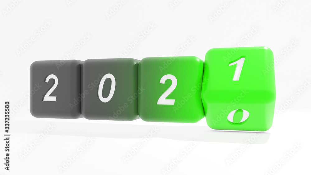 2021 New year change, turn. 2021 start 2010 end, dice isolated against white background. 3d illustration 2021 New year change, turn. 2021 start 2010 end, dice isolated against white background. 3d illustration