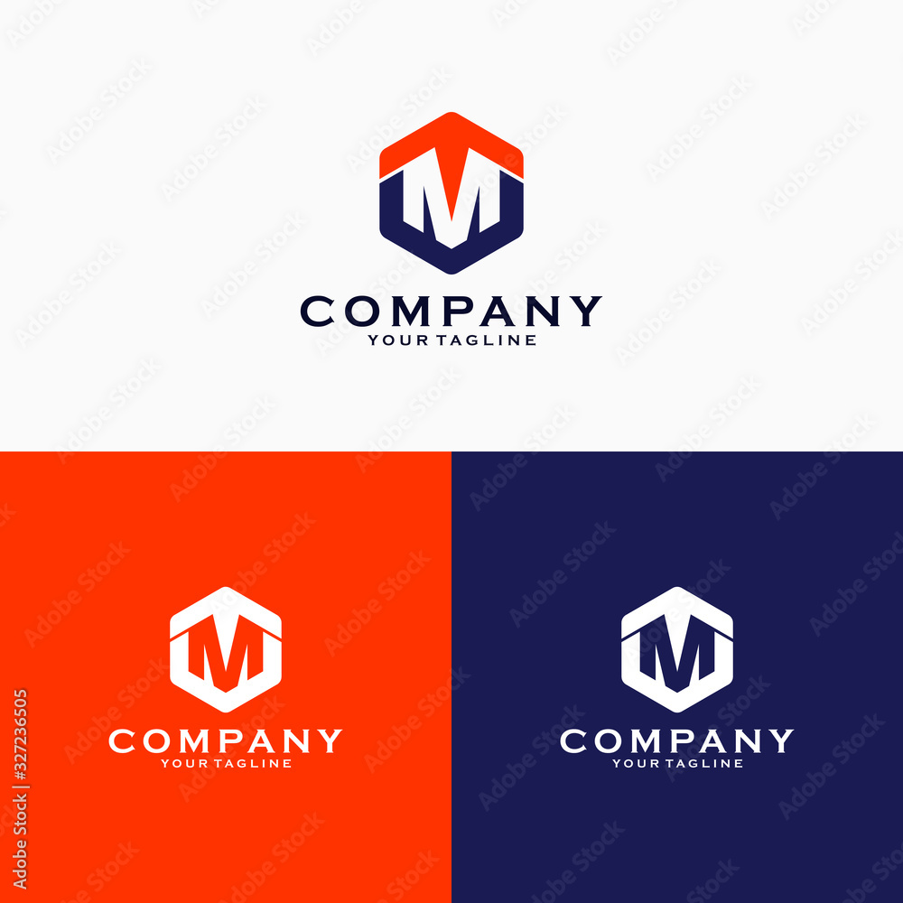 letter M with hexagon logo design emblem vector illustration logo template letter M with hexagon logo design emblem vector illustration logo template