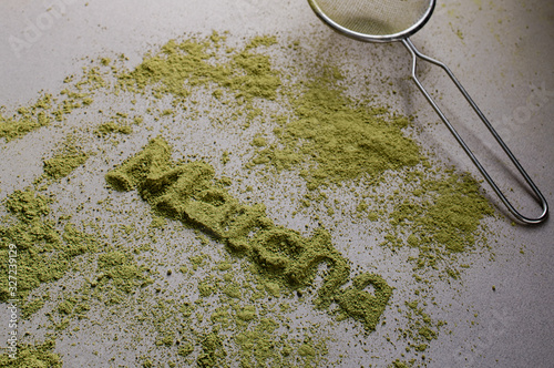 Matcha green tea from shade-grown tea leaves photo