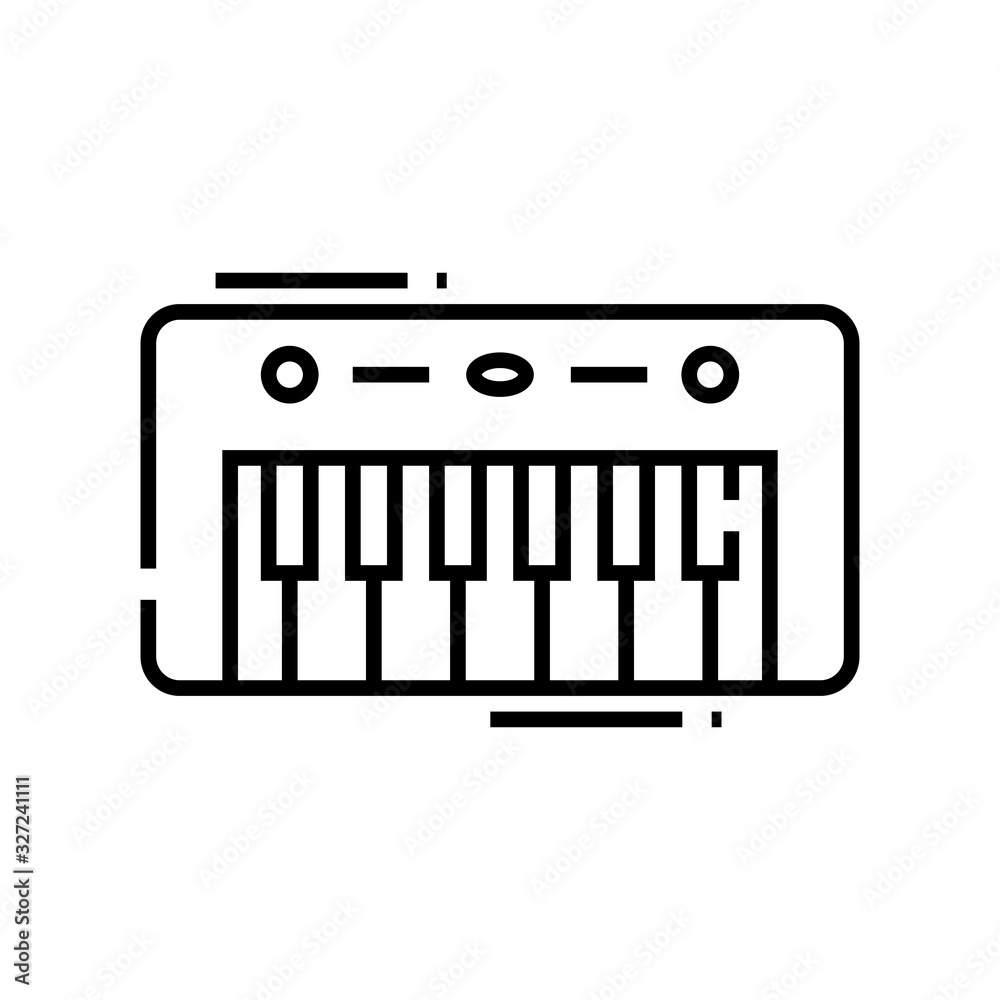 Musical keyboard line icon, concept sign, outline vector illustration, linear symbol. Musical keyboard line icon, concept sign, outline vector illustration, linear symbol.