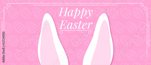 Happy Easter Banner with Bunny. Easter background. Easy to change color. Stock vector illustration. 