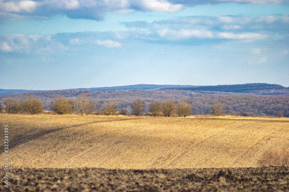 Fototapeta premium Plowed field in autumn day