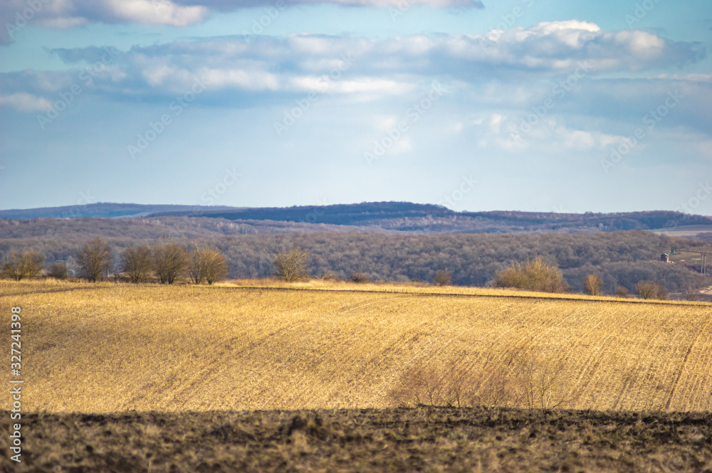 Fototapeta premium Plowed field in autumn day
