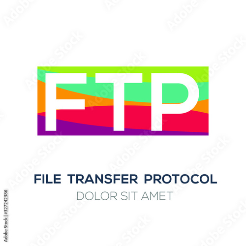 Creative colorful logo , FTP mean (file transfer protocol) .
