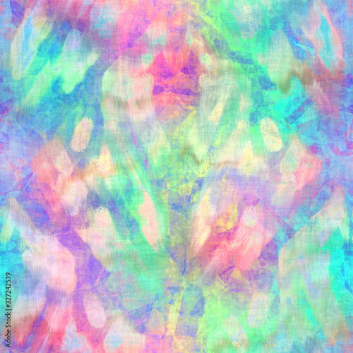 Holographic foil vivid trendy seamless painterly blob pattern. Opalescent psychedelic design in pastel rainbow colors. Cosmic futuristic iridescent graphic swatch.