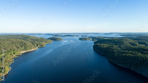 Tableau sur toile Aerial view of Lake Ladoga on a summer sunny day.
