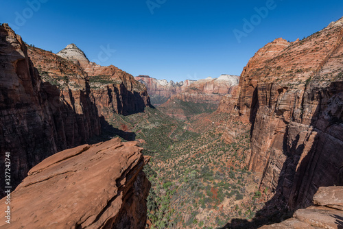 Beautiful view of the canyon from the top of Angels Landing, Zion National Park Utah USA © ujjwal