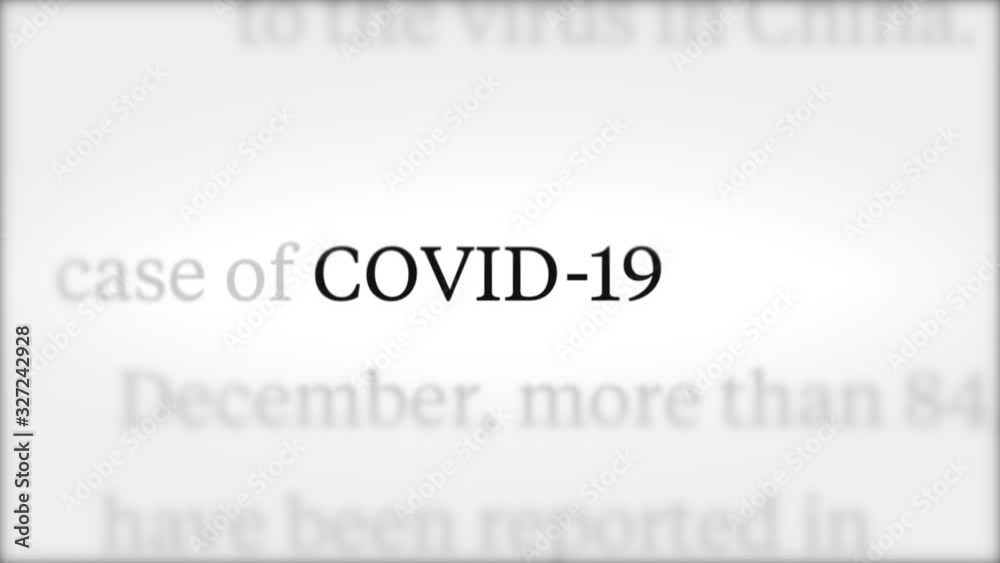COVID-19, Coronavirus. Highlighted word in the different text. Concept for news or medical media. Dangerous virus 2019-CONV spreads across the Earth. Focus effect with light background