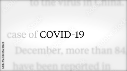 COVID-19, Coronavirus. Highlighted word in the different text. Concept for news or medical media. Dangerous virus 2019-CONV spreads across the Earth. Focus effect with light background