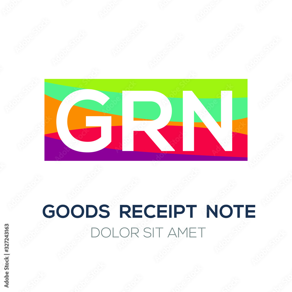 Creative colorful logo , GRN mean (goods receipt note) 